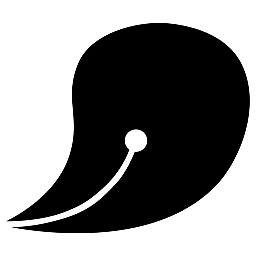 PAINTelling sitesinin bir fırça ucu şeklindeki siyah logosu